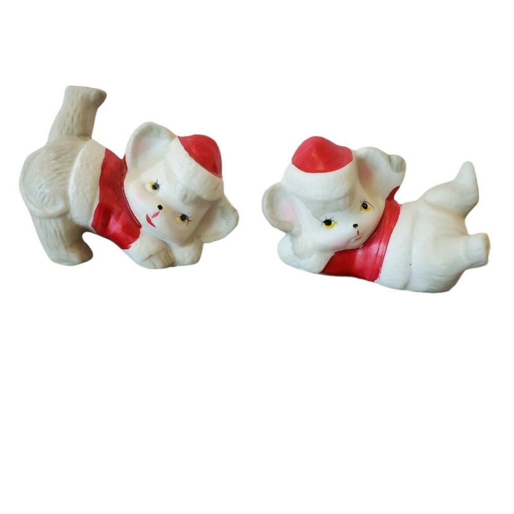 Vintage Christmas Mice‎ Mouse Ceramic Figurines Pos
